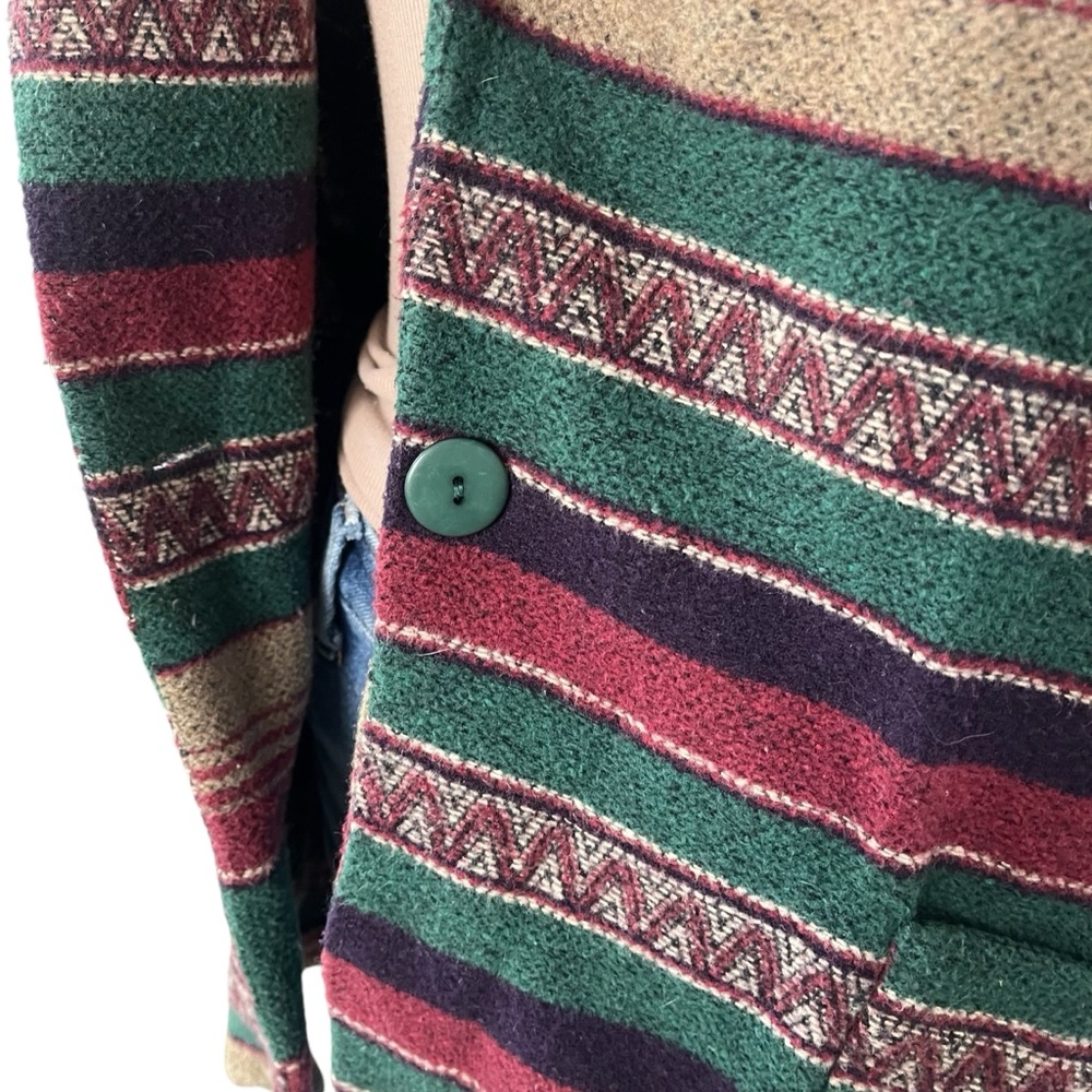 Vintage Southwestern stripe cotton blend blazer single breasted M - Picture 8 of 14